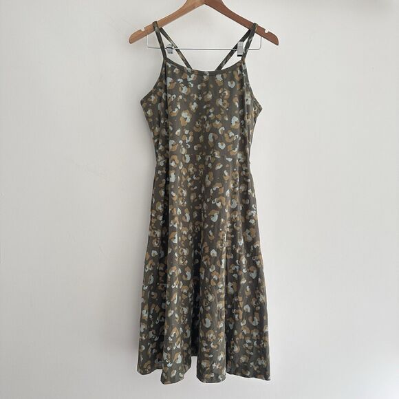 PACT Dress Womens XL Fit And Flare Midi Sundress Pockets Leopard Organic Cotton - Picture 2 of 10
